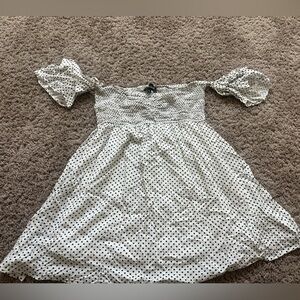 Preloved White and Black Polka Dot Kids Dress